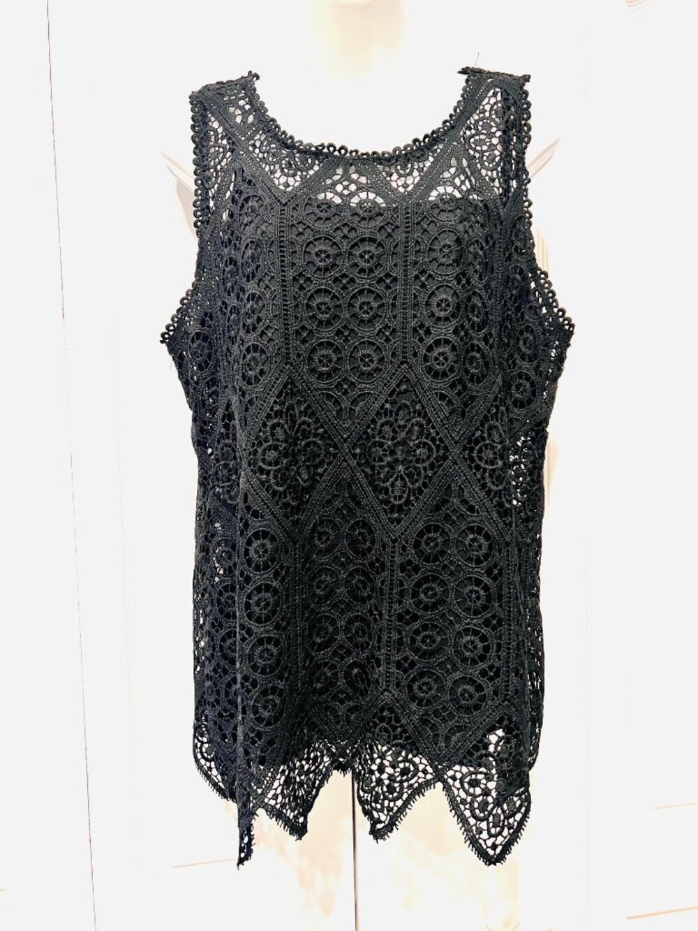Simply Styled by Sears-Boho Crochet Style-Sleeveless 2 Pc. Blouse X Large Jrs.